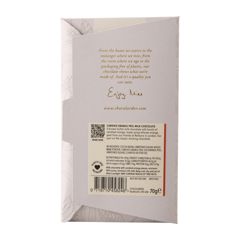 Candied Orange Peel 60% Milk Chocolate Bar