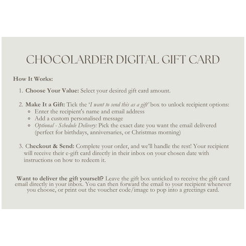 The Chocolarder Digital Gift Card